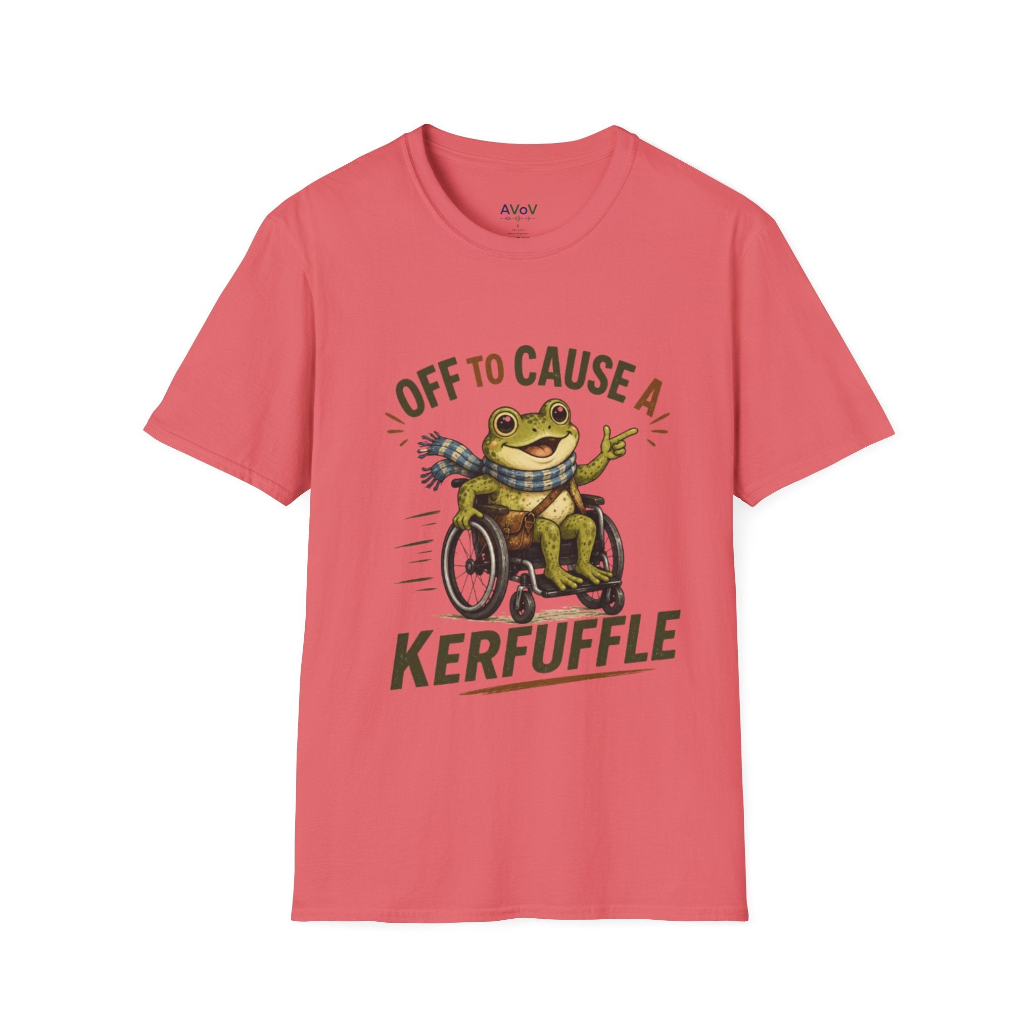 T-Shirt - "Off to Cause a Kerfuffle" Frog in Wheelchair Funny Graphic Tee