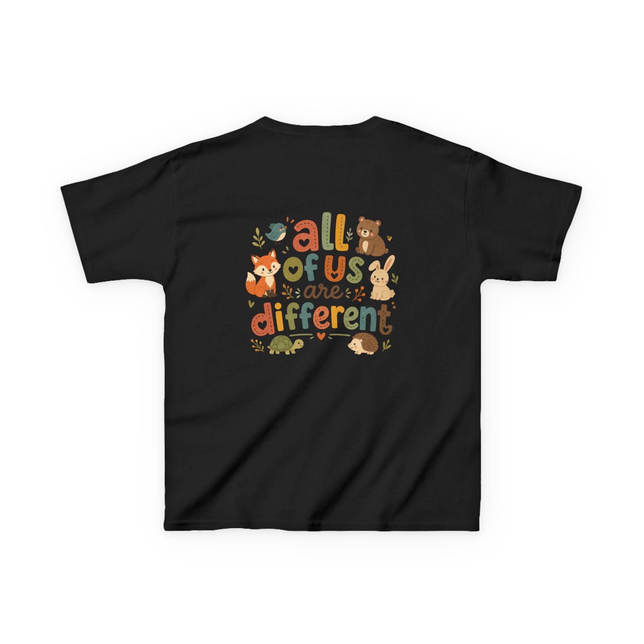Kids Tee — 'All of Us Are Different' Cute Forest Animals