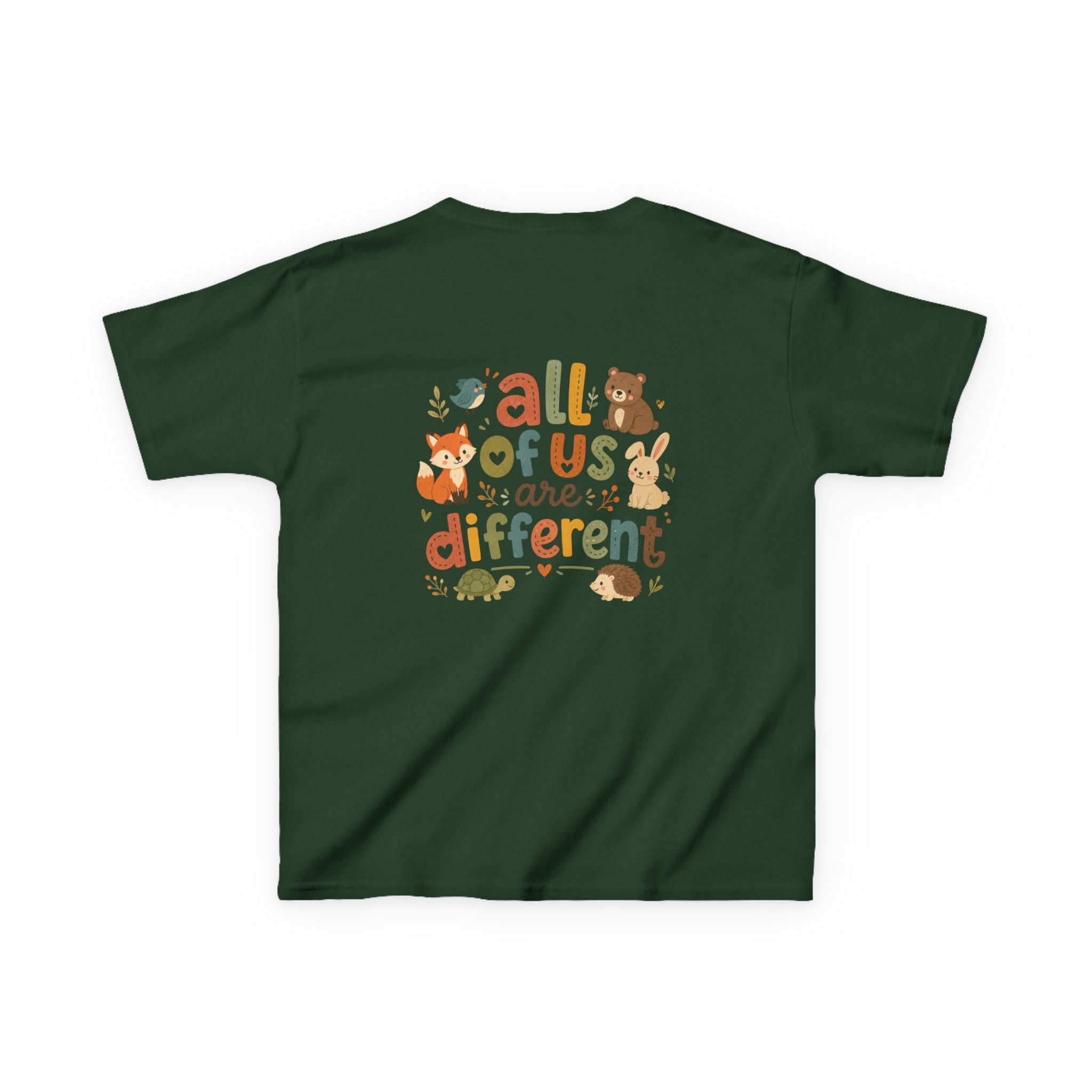 Kids Tee — 'All of Us Are Different' Cute Forest Animals
