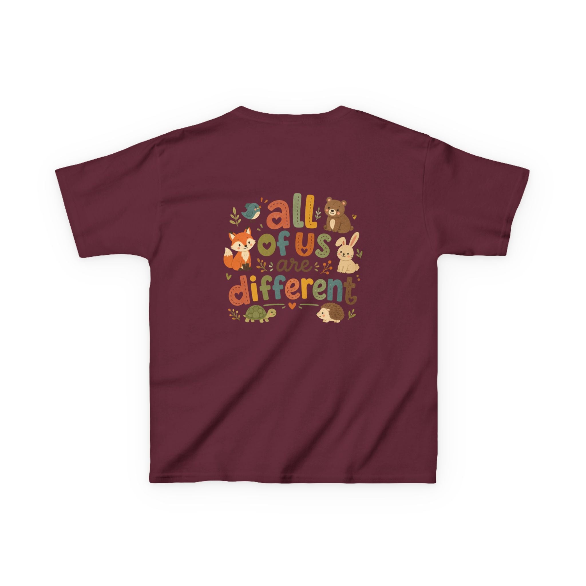 Kids Tee — 'All of Us Are Different' Cute Forest Animals