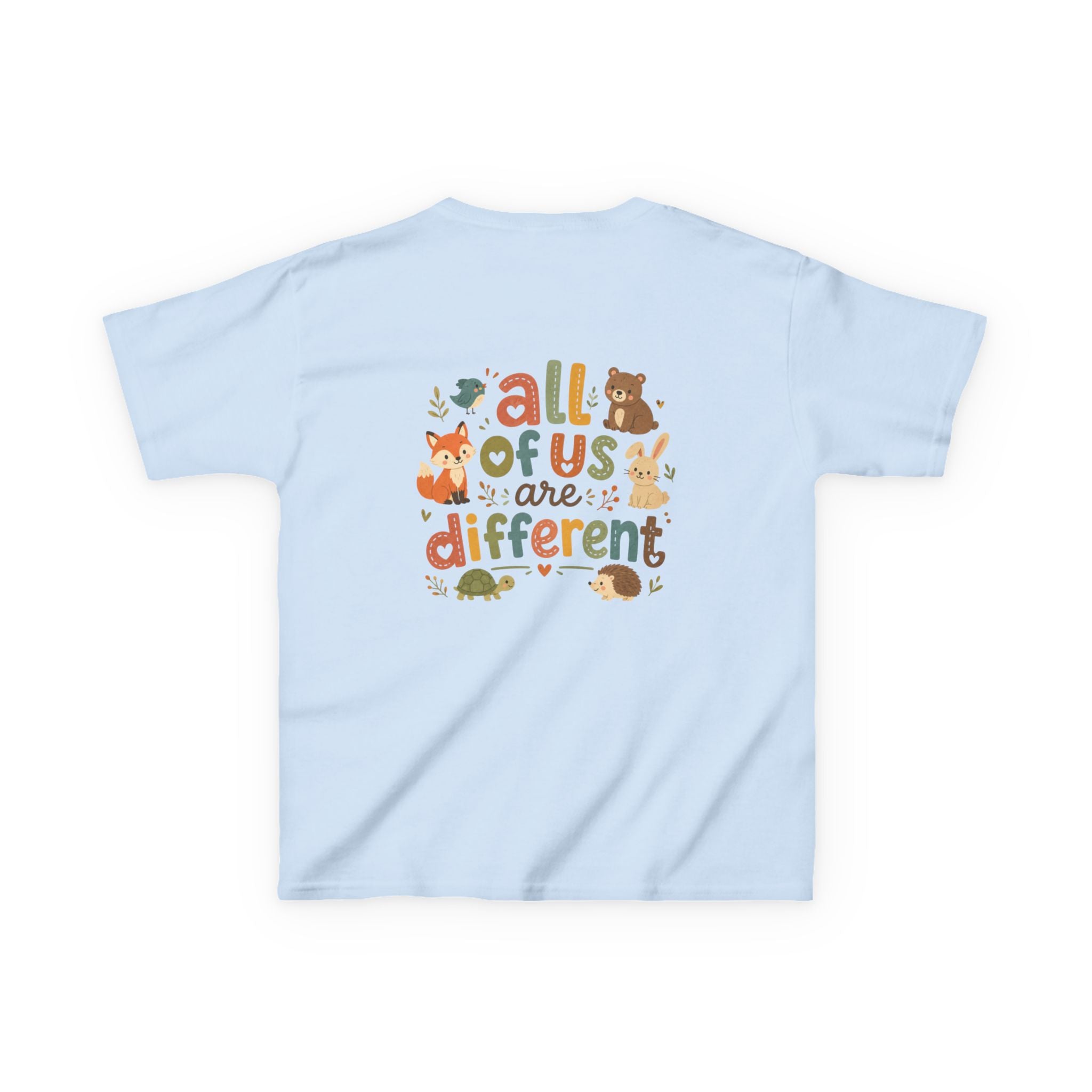 Kids Tee — 'All of Us Are Different' Cute Forest Animals