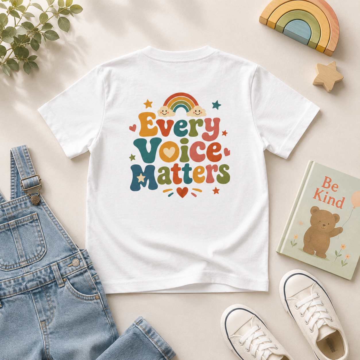 Kids T‑Shirt — "Every Voice Matters" Retro Rainbow Tee