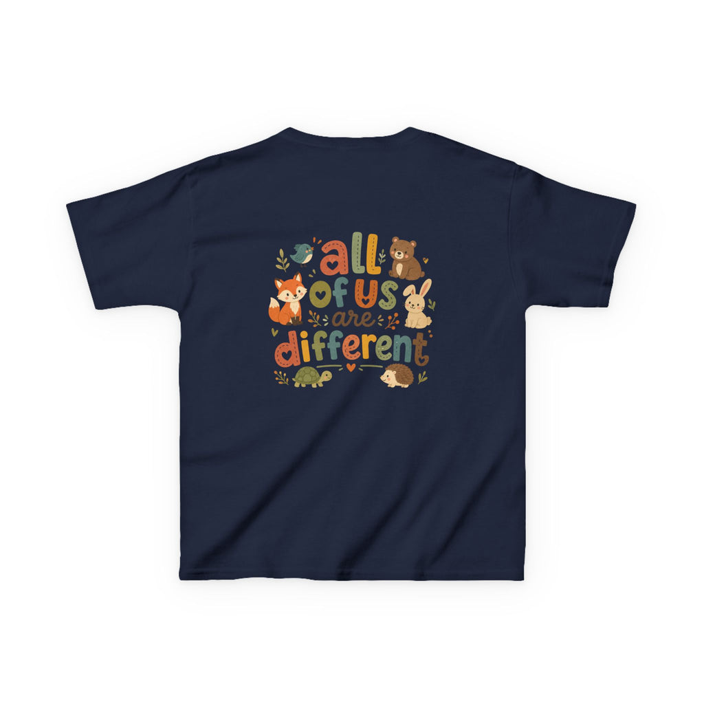 Kids Tee — 'All of Us Are Different' Cute Forest Animals