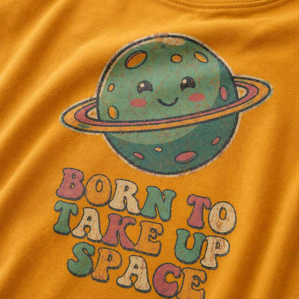 Youth Tee — "Born to Take Up Space" Cute Space Planet Graphic