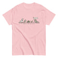 Product mockup pink shirt white background cute animals carrying flag. Text says advocate for those who can't yet