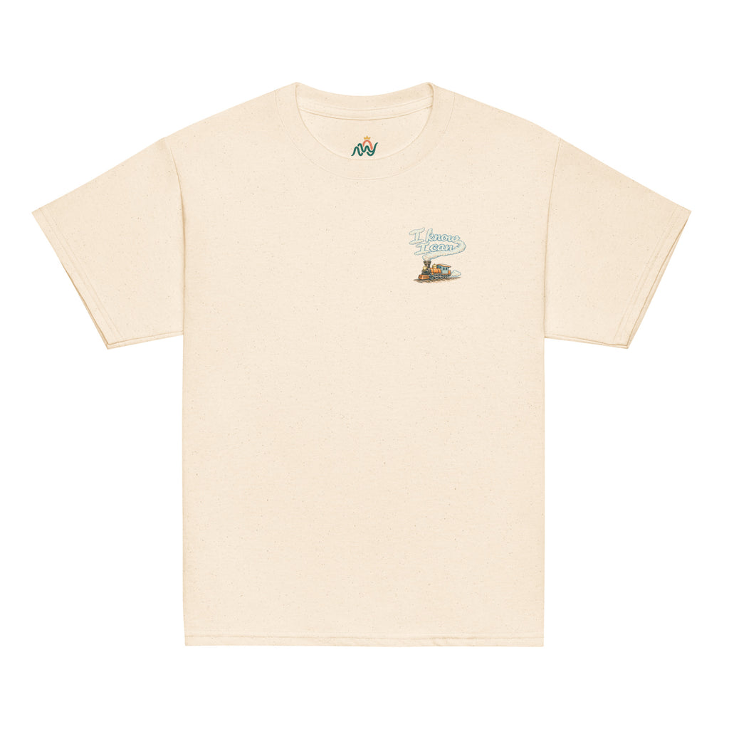 Product mockup I know you I can Tee Inspirational message I know I can on for children. Tee is cream 