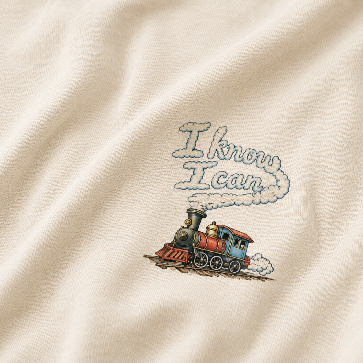 Steam train Image with I know can for inspirational message for disabled children