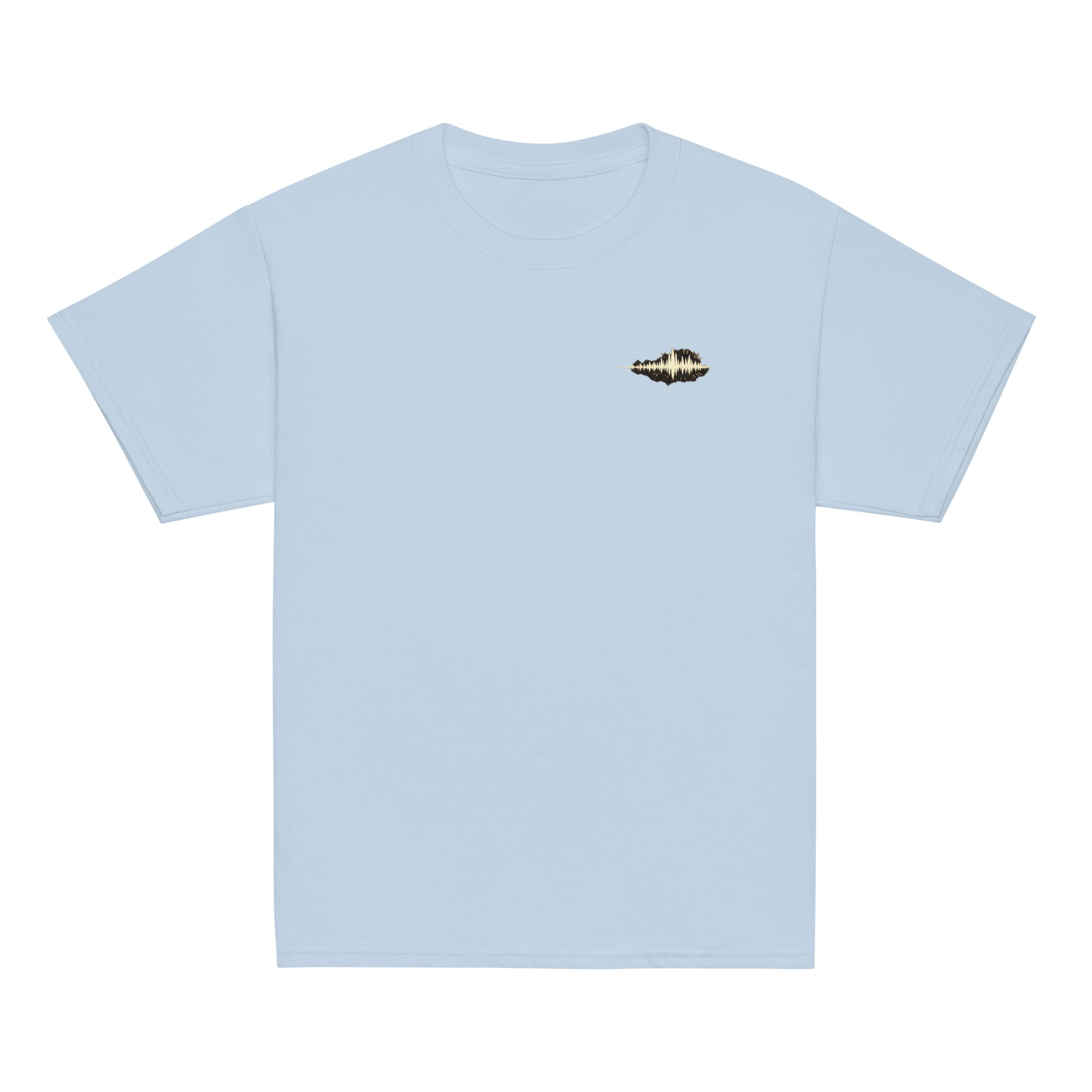 Product mockup charlie shirt shows front with audiowave for Childhoodapraxia of speech awareness