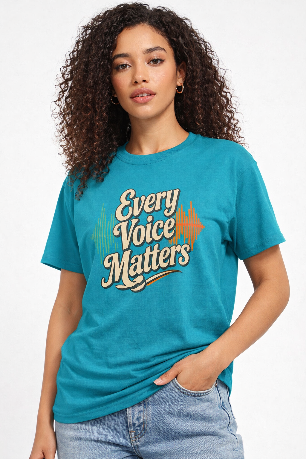 Every Voice Matters Bright Teal Crop Boxy Tee