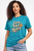 Every Voice Matters Bright Teal Crop Boxy Tee