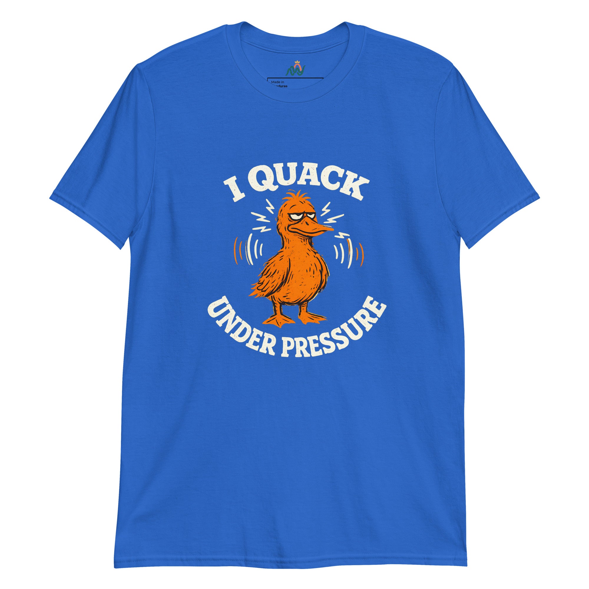 Product mockup royal blue with orange duck s