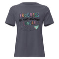 Product mockup text progress is not always linear and paperairplane colorful advocacy shirt