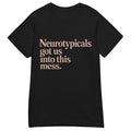 Product mockup of NT got in this mess black with rose text